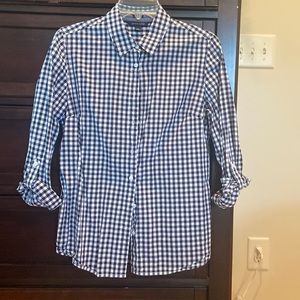 Button down navy and white gingham. Long-sleeve. Medium. Tommy Hilfiger.